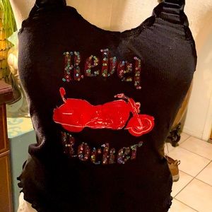 Black tank with motorcycle